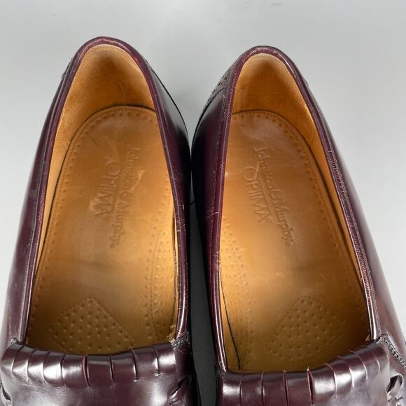 Johnston Murphy Optima Men\'s 9 E Burgundy Leather Slip On Kilt Tassel Loafer GUC main image 9